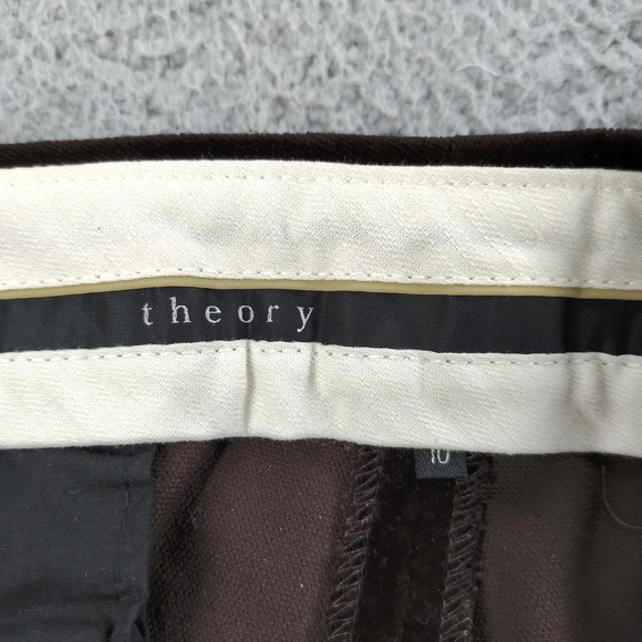 Theory Pants Womens 10 Brown Velvet Cotton Blend Bootcut Dress Trouser - Picture 6 of 16